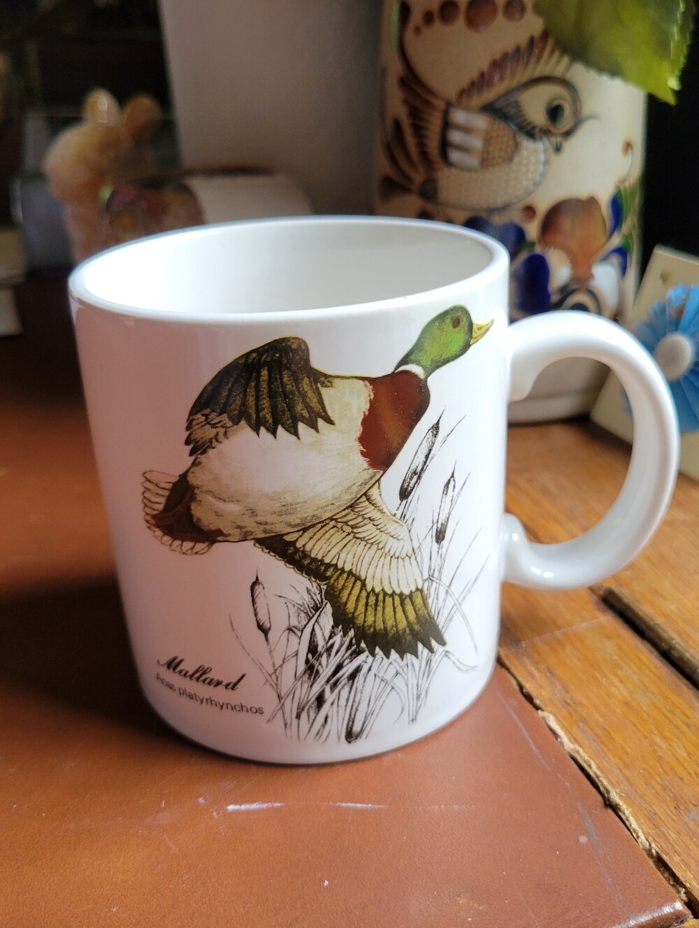 vintage Otagiri stoneware mug mallard duck pair, 4" Tall